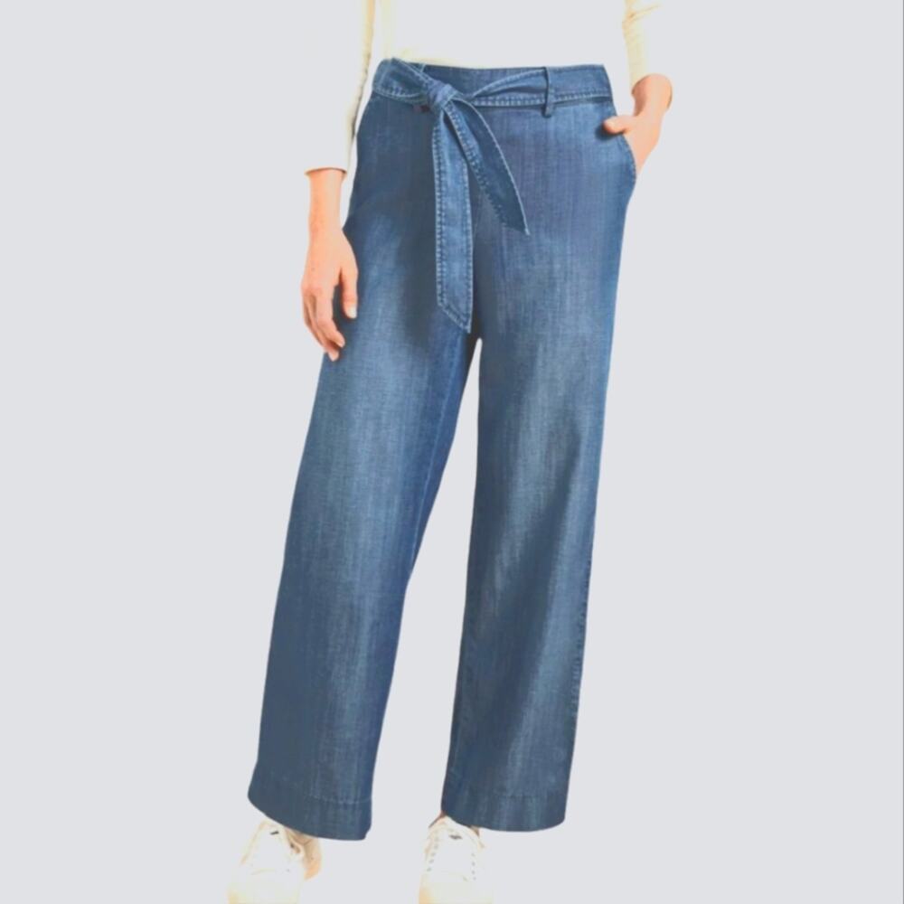 Talbots Wide Leg Light Wash Chambray Super Soft‎ Pants Plus Size 16